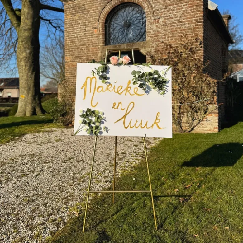 Schildersezel voor welkomstbord - goud - 146.7 cm
