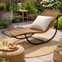 Schommel ligbed - bruin/zwart - 62x70.5x155 cm