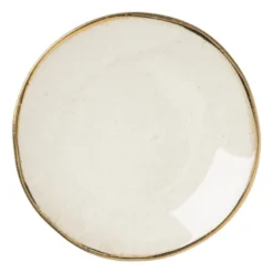 Schoteltje met gouden rand - beige - ø9 cm