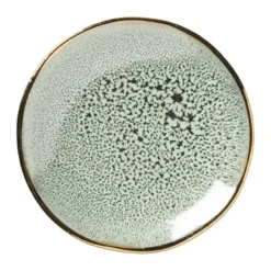 Schoteltje met gouden rand - groen - ø9 cm