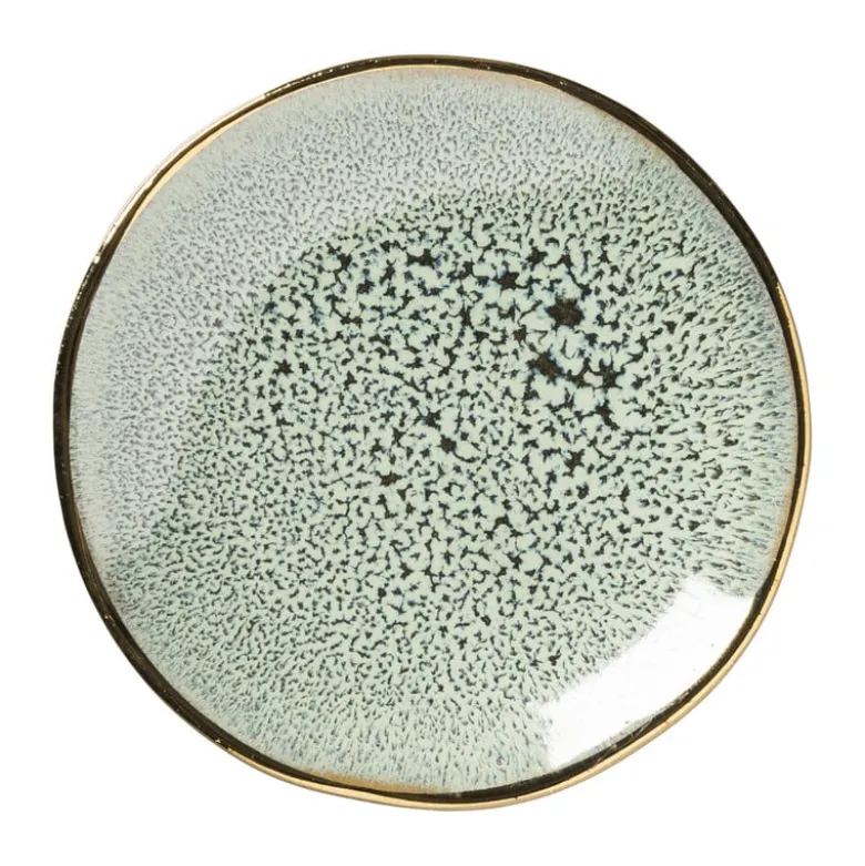 Schoteltje met gouden rand - groen - ø9 cm