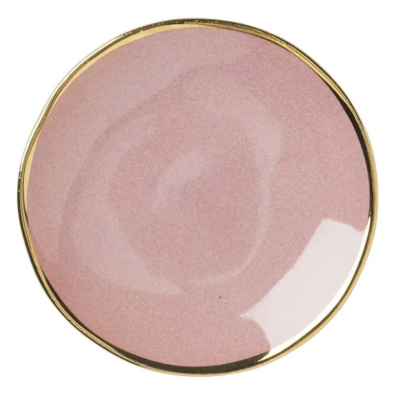 Schoteltje met gouden rand - roze - ø9 cm