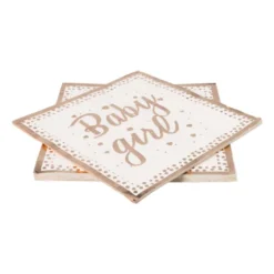 Servetten baby girl - roze/goudkleurig - set van 16