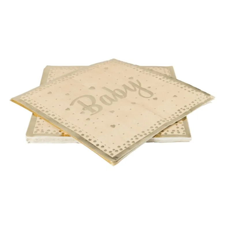 Servetten baby - goudkleurig - set van 16