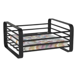 Servettenhouder metaal - zwart - 18x16x10 cm