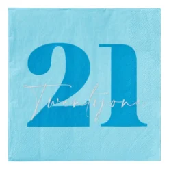 Servetten 21 jaar - blauw - set van 20