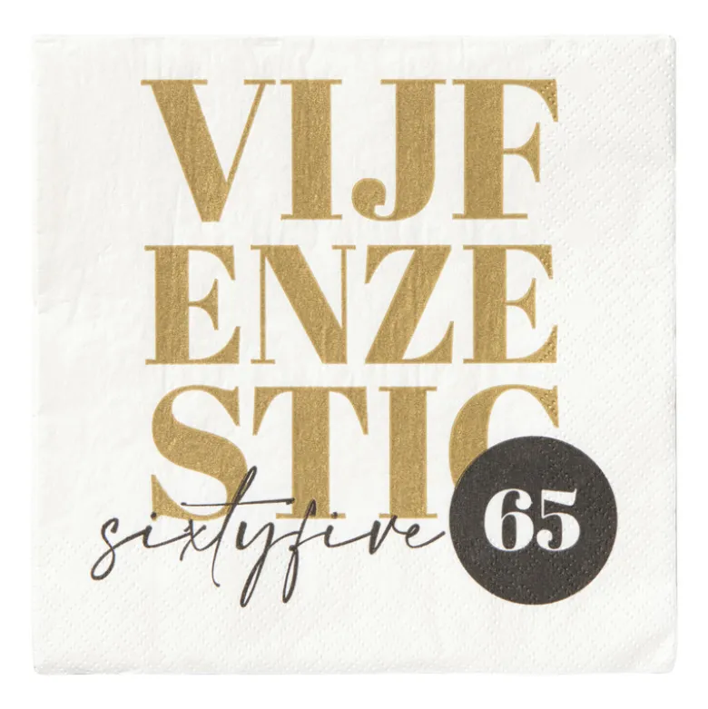 Servetten 65 jaar - goudkleurig - set van 20