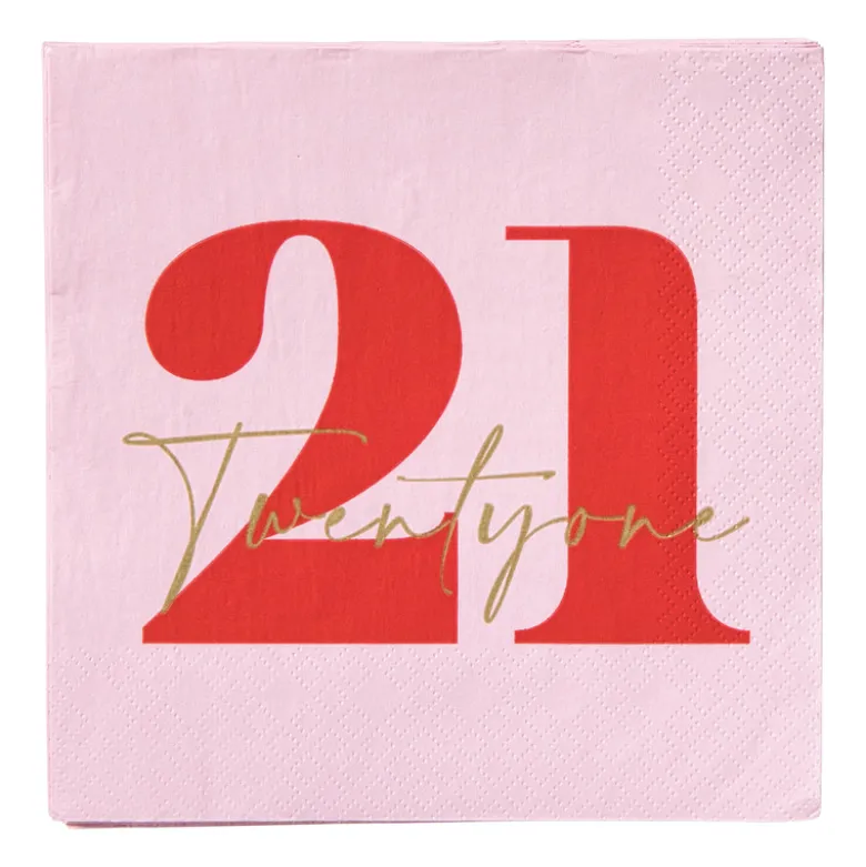 Servetten 21 jaar - rood - set van 20