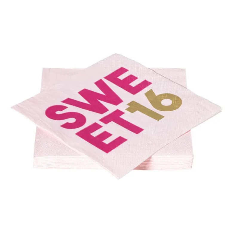 Servetten 16 jaar - roze - set van 20