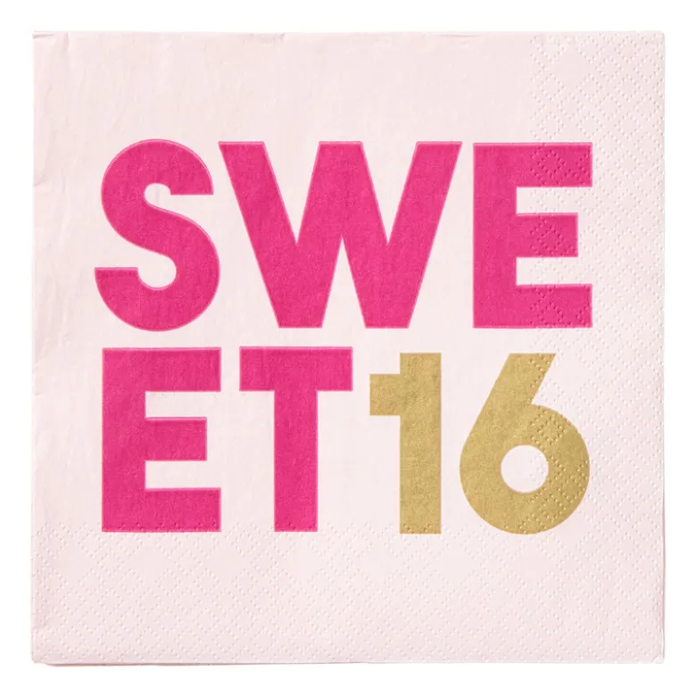 Servetten 16 jaar - roze - set van 20