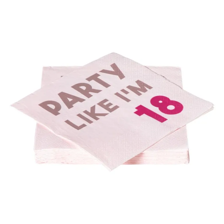 Servetten 18 jaar - roze - set van 20