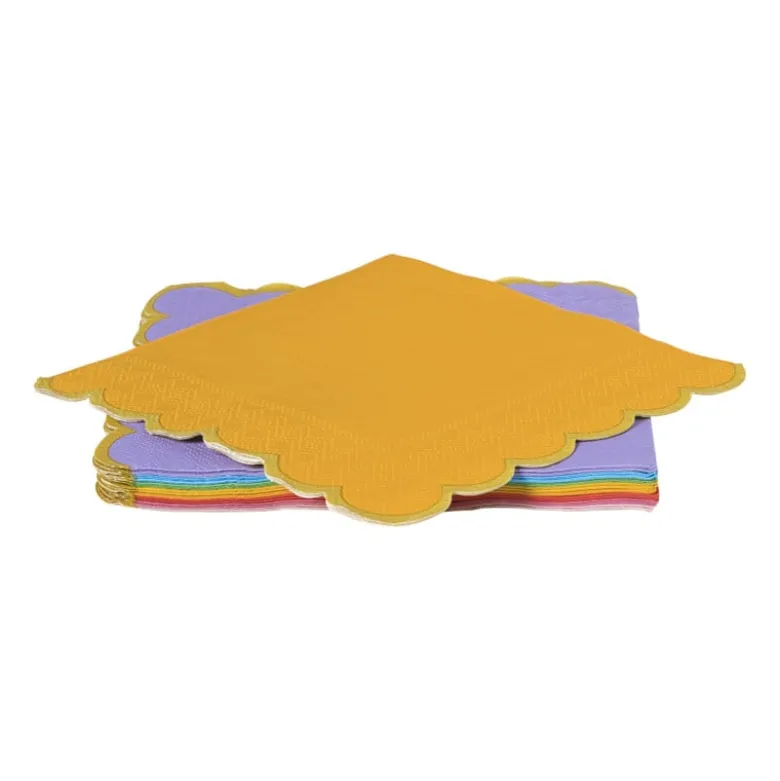 Servetten kartelrandje - multikleur - set van 16