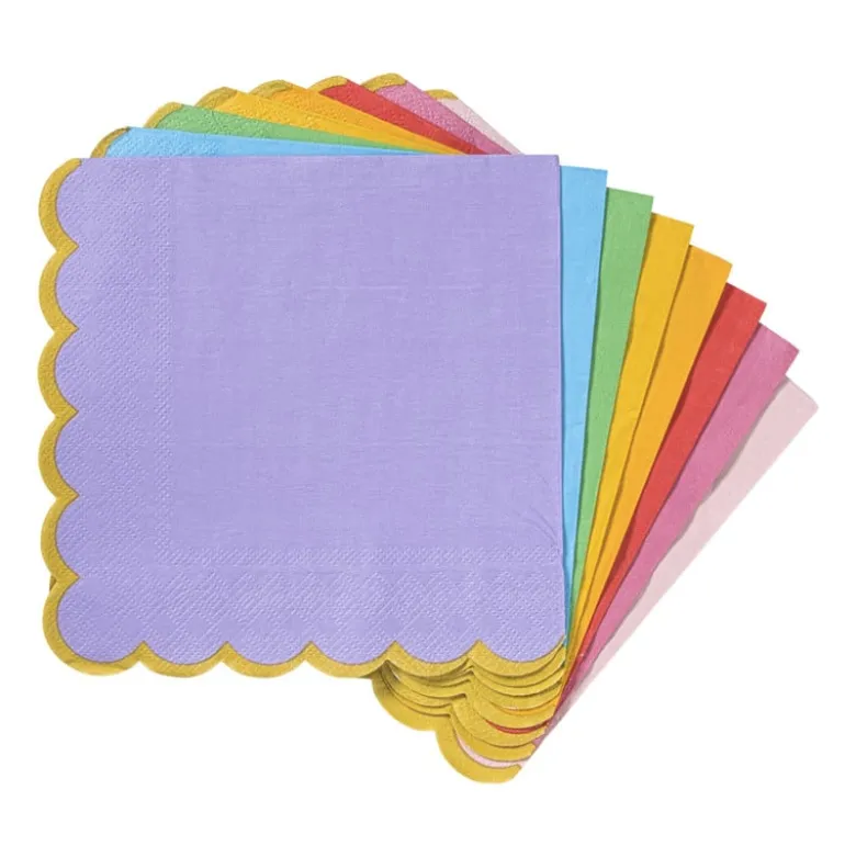 Servetten kartelrandje - multikleur - set van 16