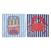 Servetten krab en sardientjes - multikleur - set van 2