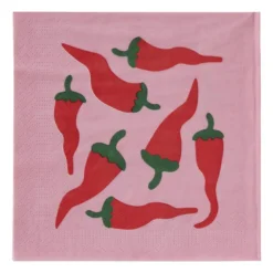 Servetten pepers - roze/rood - 33x33 cm - set van 20