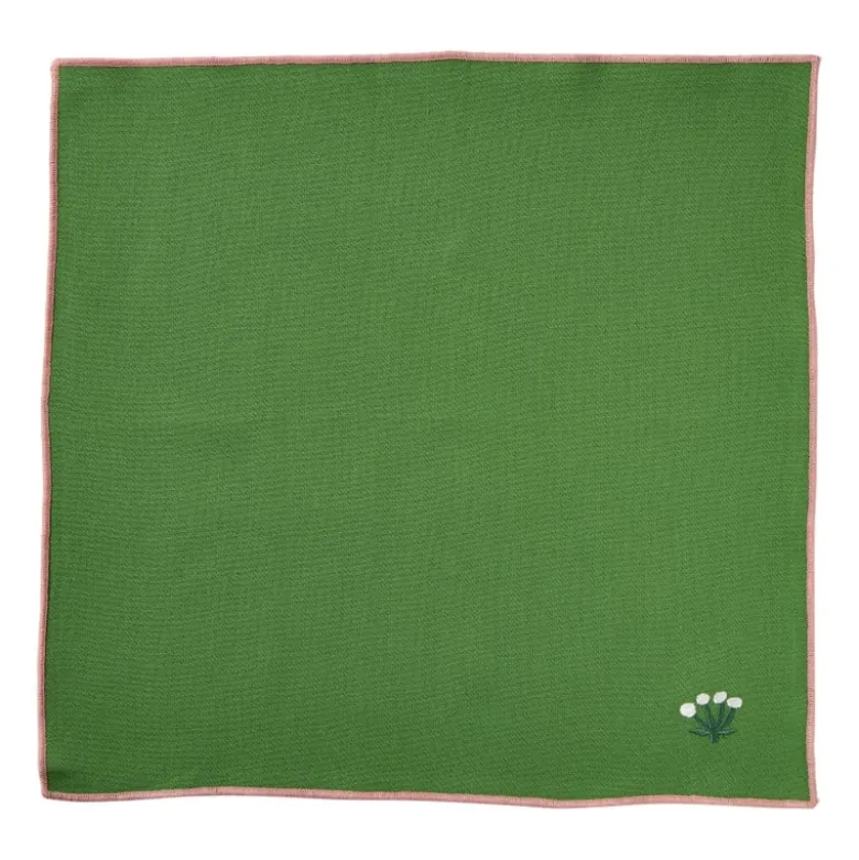 Servetten streep - groen/wit - set van 2 - 40x40 cm