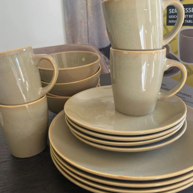 Serviesset - beige - 16-delig - 4 persoons - reactive glaze