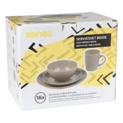Serviesset - beige - 16-delig - 4 persoons - reactive glaze