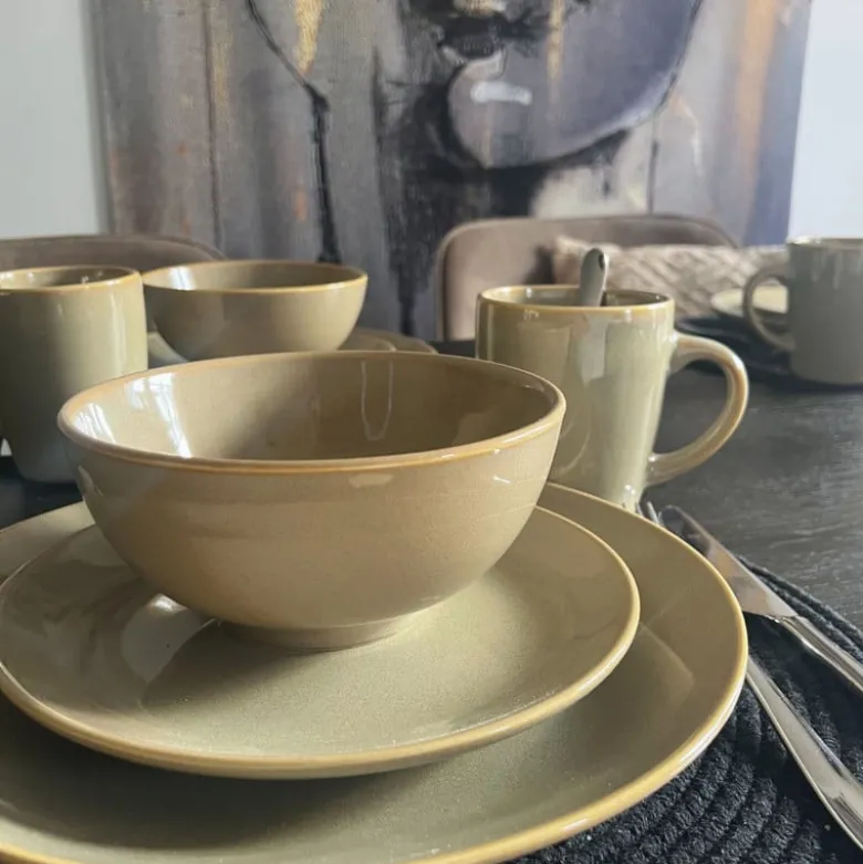 Serviesset - beige - 16-delig - 4 persoons - reactive glaze