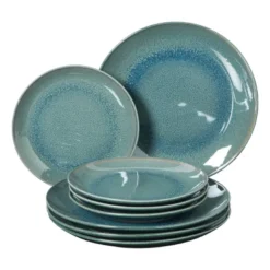 Serviesset reactive glaze - blauw - 16-delig