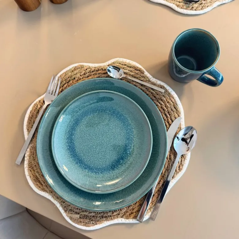 Serviesset reactive glaze - blauw - 16-delig
