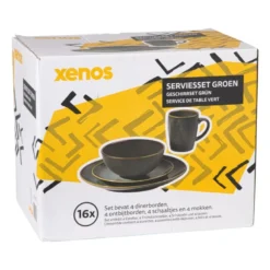 Serviesset reactive glaze - groen - 16-delig