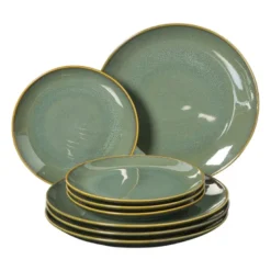 Serviesset reactive glaze - groen - 16-delig
