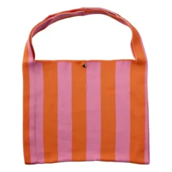 Shopper gestreept - roze/oranje - 45x35 cm