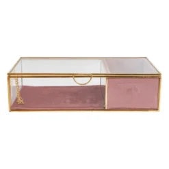 Sieradendoos met ringhouder - roze/goud - 25x15x6.5 cm