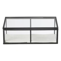 Sieradendoos met 2 vakken - zwart - 18x9.5x7 cm