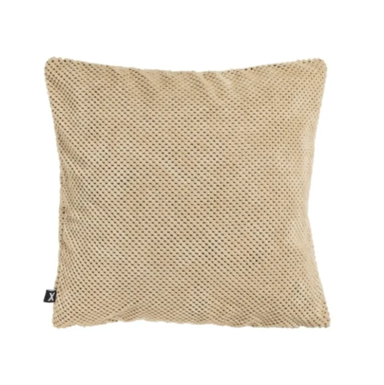 Sierkussen met blokjes - beige - 45x45 cm
