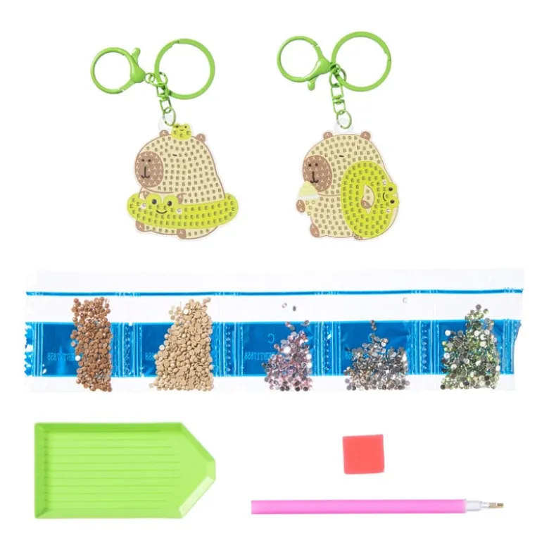 Sleutelhanger capibara - diamond painting - diverse varianten
