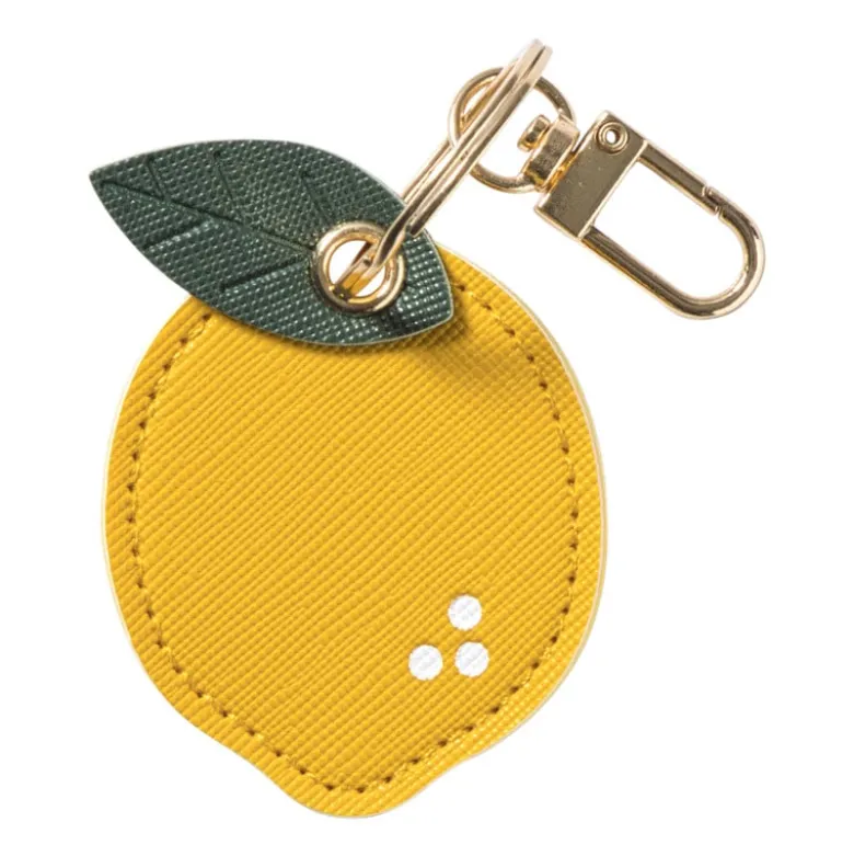 Sleutelhanger citroen - geel/groen - ø4.7x6.3 cm