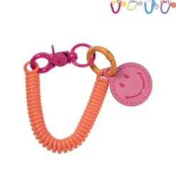 Sleutelhanger spiraal met smiley - plastic - diverse varianten