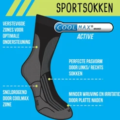 Sokken Coolmax 43/46 - zwart - 2 paar