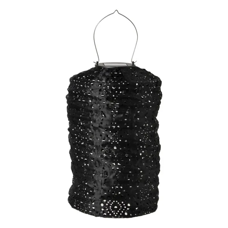 Solar barok lampion cilinder - zwart - ø18x33 cm