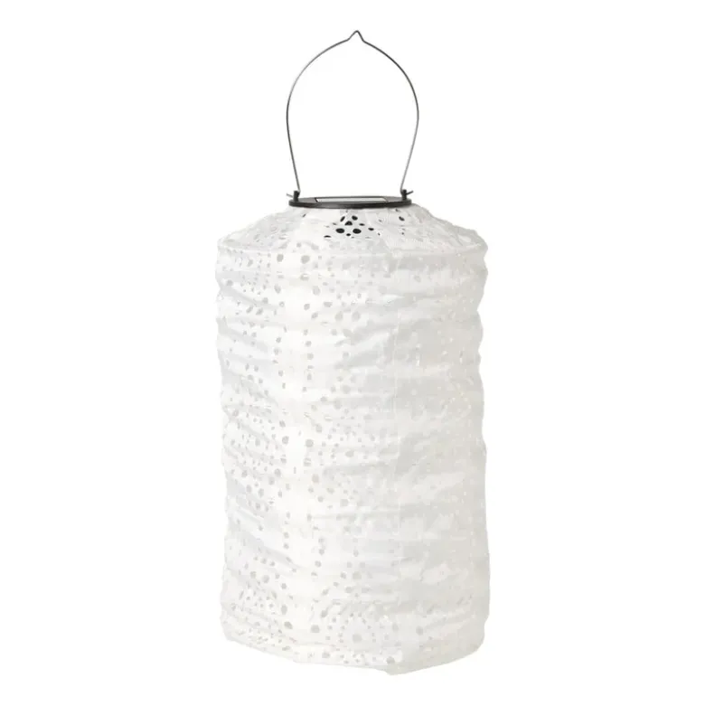 Solar barok lampion cilinder - wit - ø18x33 cm
