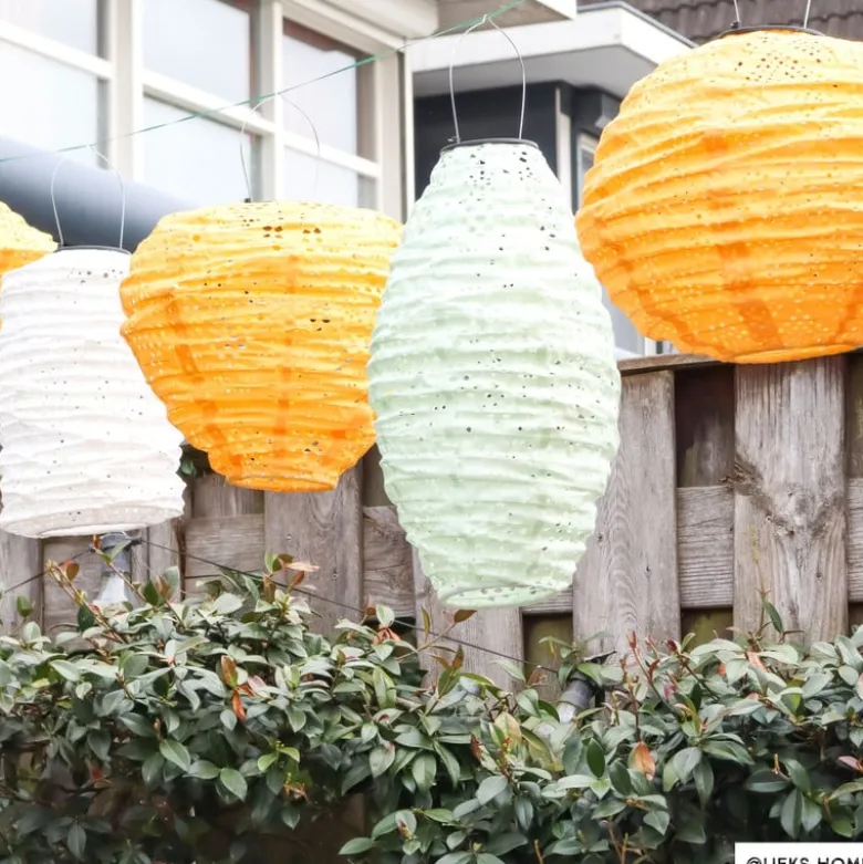 Solar barok lampion ovaal - wit - ø20x42 cm