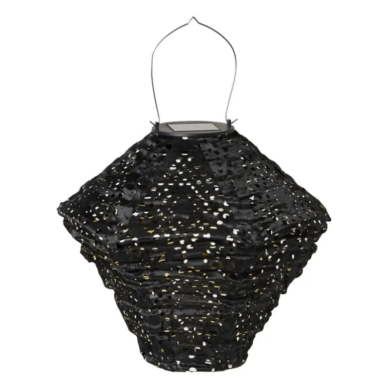 Solar barok lampion ruit - zwart - ø24x28 cm