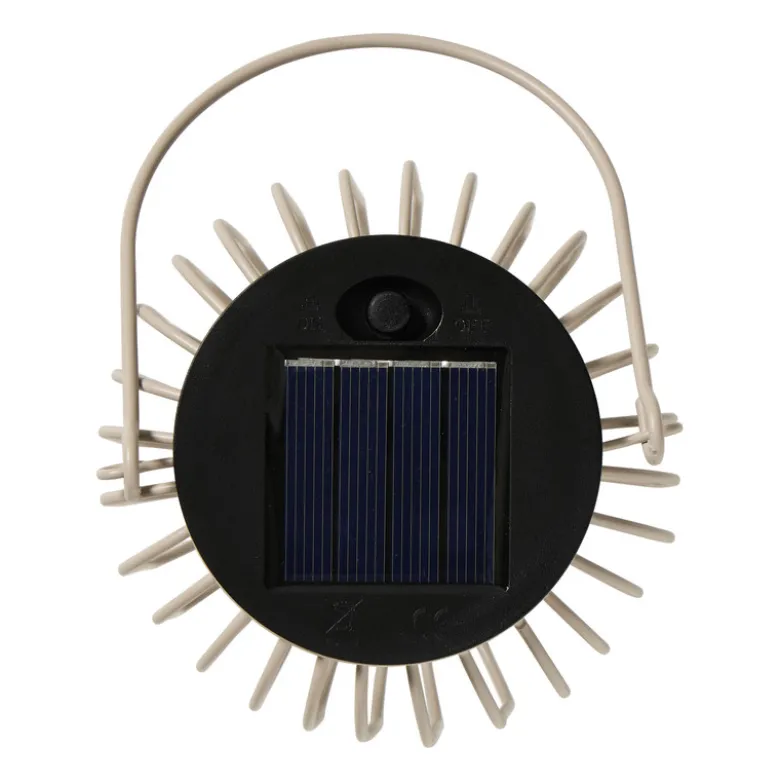 Solar lantaarntje metaal - beige - ø10x11.5 cm