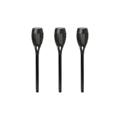 Solar tuinfakkel - zwart - set van 3