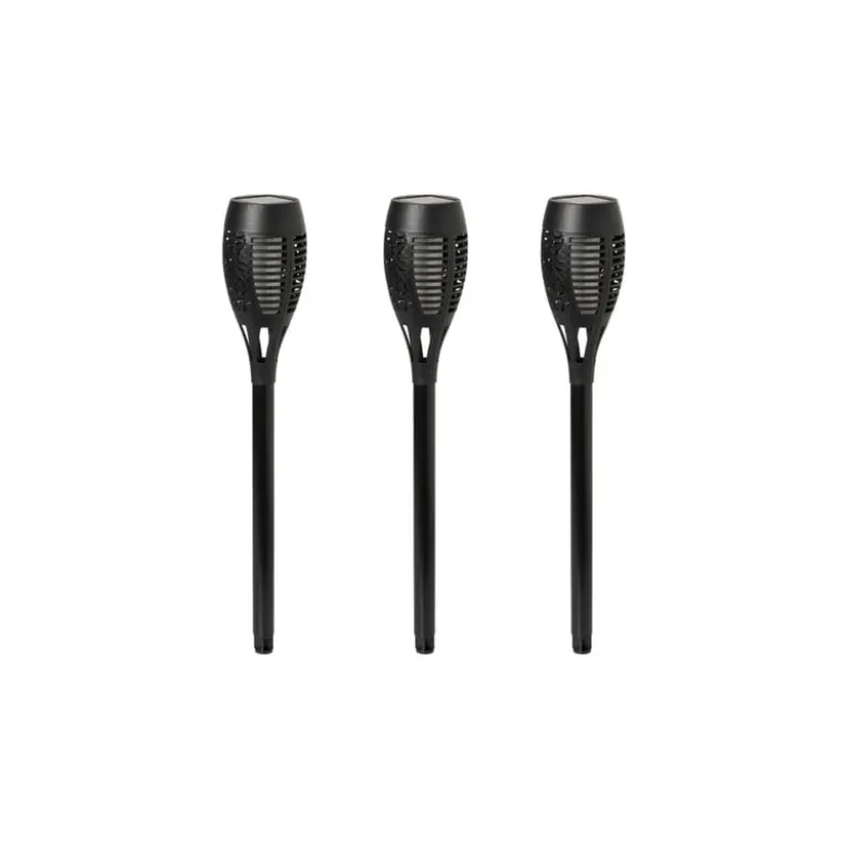 Solar tuinfakkel - zwart - set van 3