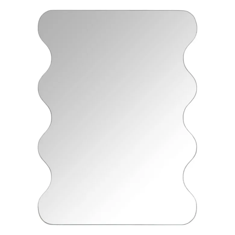 Spiegel organisch met golfrand - zilverkleurig - 50x37 cm