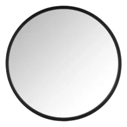 Spiegel rond met metalen lijst - zwart - ø30 cm