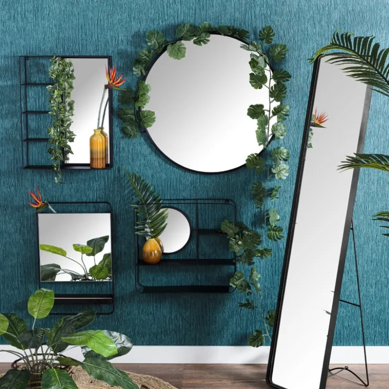 Spiegel rond met metalen lijst - diameter 70 cm