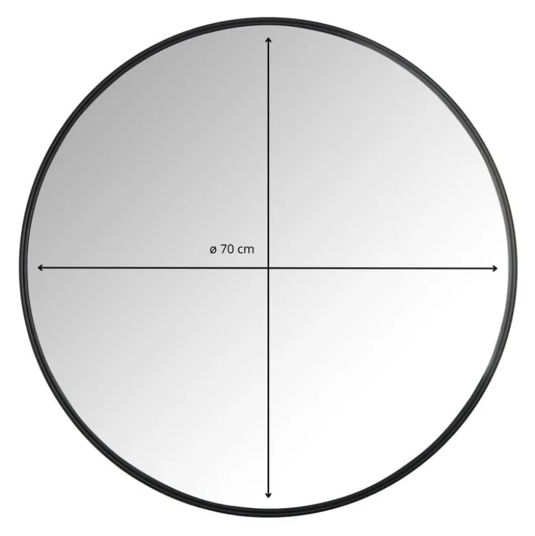 Spiegel rond met metalen lijst - diameter 70 cm
