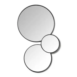 Spiegel rond met metalen lijst - zwart - ø40 cm