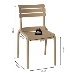 Stapelbare tuinstoel Napoli - taupe - 83x55x48 cm