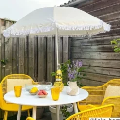 Strandparasol Tess - geel - ø150x180 cm