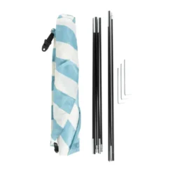 Strandtent - blauw/wit - 220x120 cm